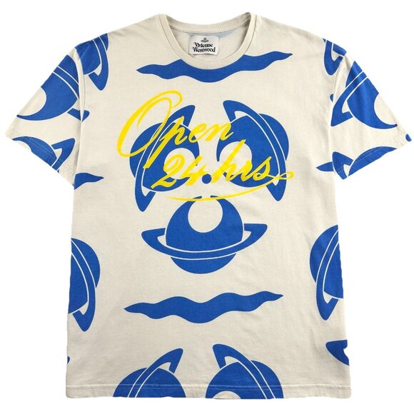 Vivienne Westwood Open24H Oversized T-shirt Unisex XS Parade Orb AOP Designer - Picture 1 of 11